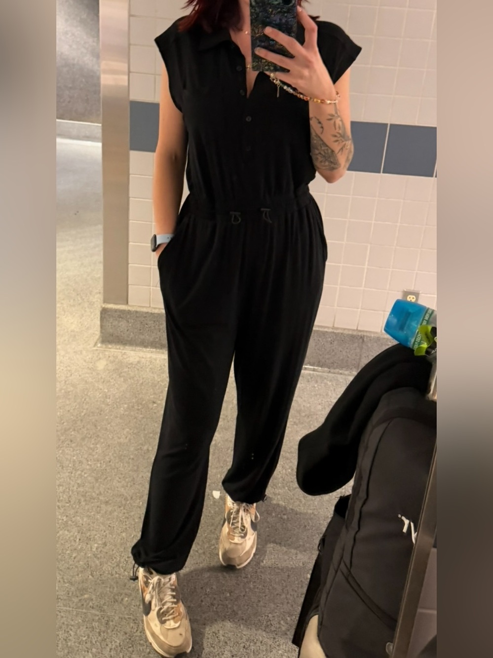 Steve Madden Black Sleeveless Collared Jumpsuit